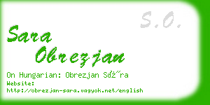 sara obrezjan business card